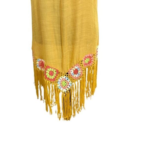 Favlux Fashion Sleeveless Shift Crochet Dress with Fringe in Yellow – Size Large - Picture 3 of 10